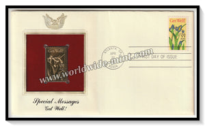 1987 USA Special Messages Get Well - Gold Replica FDC #FE101