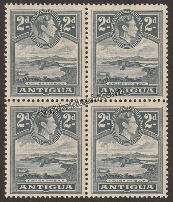 1938 - 1951 ANTIGUA - KING GEORGE VI TERCENTENARY BLOCK OF 4 MNH SG: 101a