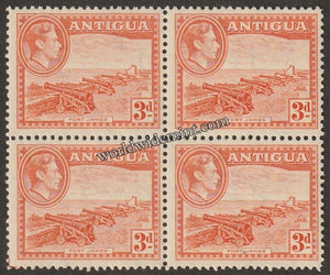 1938 - 1951 ANTIGUA - KING GEORGE VI TERCENTENARY BLOCK OF 4 MNH SG: 103