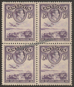 1938 - 1951 ANTIGUA - KING GEORGE VI TERCENTENARY BLOCK OF 4 MNH SG: 104 CV: £ 22