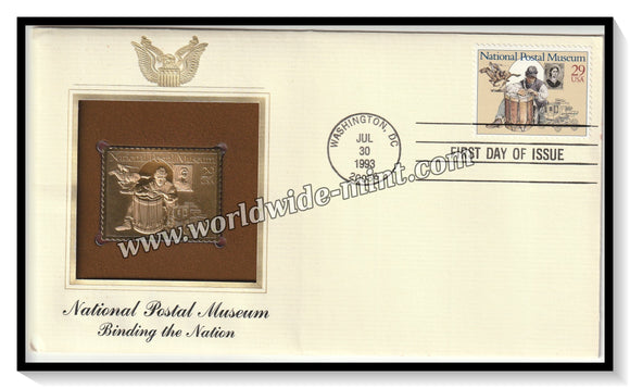 1993 USA National Postal Museum Binding Nation - Gold Replica FDC #FE106