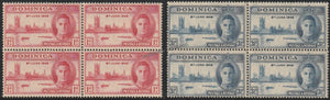 DOMINICA 1946 - KING GERORGE VI - VICTORY ISSUE 2V BLOCK OF 4 MNH SG: 110 - 111