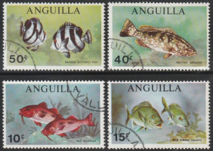 1969 Anguilla Fishes Used Stamp Set of 4 #FOR-1168