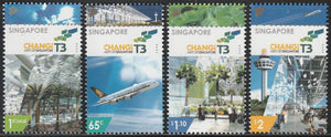 2008 Singapore The Opening of Singapore Changi Airport Terminal 3, Set of 4 - Airplane, Tree #FOR-1180