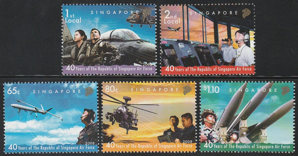 2008 Singapore The 40th Anniversary of the RSAF - Republic of Singapore Air Force Set of 5 - Fighter Jet, Helicopters, Drone, Missiles #FOR-1181