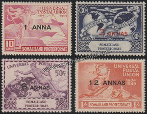 SOMALILAND PROTECTORATE 1949 (Over Print in Annas) - UPU 4V GUM Washed SG: 121 - 124