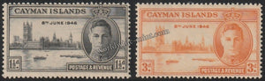 CAYMAN ISLANDS 1946 - KING GERORGE VI - VICTORY ISSUE SET OF 2 MNH SG: 127-128