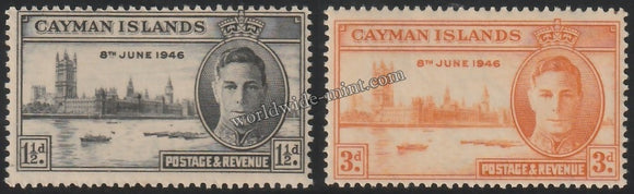 CAYMAN ISLANDS 1946 - KING GERORGE VI - VICTORY ISSUE SET OF 2 MNH SG: 127-128