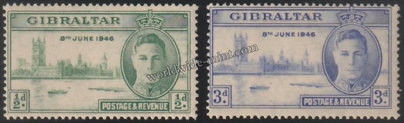 GIBRALTAR 1946 - KING GERORGE VI - VICTORY ISSUE 2V MNH SG: 132 - 133