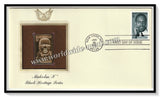 1980 USA Malcolm X (African-American revolutionary) Black Heritage Series - Gold Replica FDC #FE133