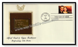 1999 USA Alfred Lunt & Lynn (American actor) Fontanne Performing Arts Series - Gold Replica FDC #FE134