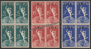 SWA (SOUTH WEST AFRICA ) SUID - AFRICA & SOUTH AFRICA 1949 - UPU 3V BLOCK OF 4 MNH SG: 138 - 140