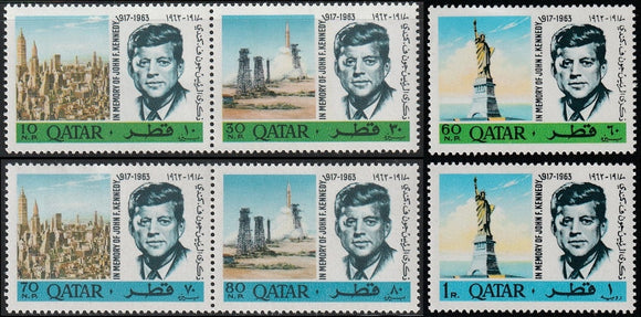 1963 Qatar Memory of John F. Kennedy (35th U.S. President) Set of 6 MH #FOR-1408