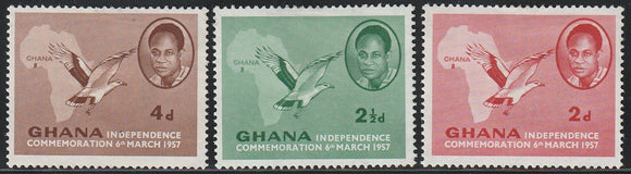 1957 Ghana Independence Commemoration Set of 3 MH #FOR-1411