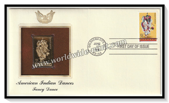 1996 USA American Indian Dances Fancy Dance  - Gold Replica FDC #FE141