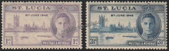 ST. LUCIA 1946 - KING GEORGE VI - VICTORY ISSUE 2V MNH SG: 142 - 143