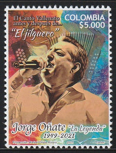 2021 Colombia In Memoriam - Jorge "La Leyenda" Onate (Musician & Singer), 1949-2021 MNH #FOR-142