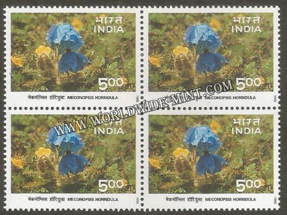 1996 Himalayan Ecology-Meconopsis Horridula-Himalayan Poppy Block of 4 MNH