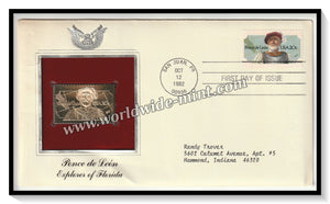 1982 USA Ponce de Leon Explorer of Florida - Gold Replica FDC #FE14