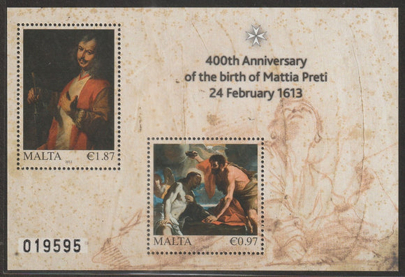 2013 Malta Paintings - The 400th Anniversary of the Birth of Mattia Preti (Italian artist and painter), 1613-1699 MS #FOR-1509