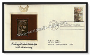 1996 USA Fulbright Scholarships 50th Anniversary - Gold Replica FDC #FE150