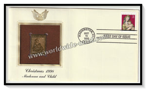 1998 USA Christmas 1998 Madonna and Child - Gold Replica FDC #FE156