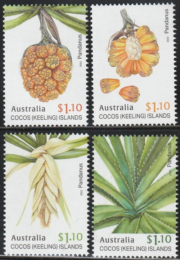 2022 Australia Cocos Keeling Island Pandanus Plants Set of 4 MNH #FOR-15