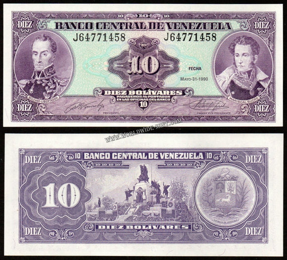 Venezuela 10 Bolivars 1986-1995 UNC Banknote N#204523