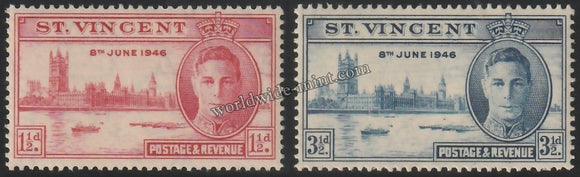 ST. VINCENT 1946 - KING GEORGE VI - VICTORY ISSUE 2V MNH SG: 160 - 161