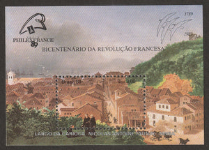 1989 Brasil International Stamp Exhibition "Philexfrance 89" - Paris, France and the 200th Anniversary of the French Revolution MS #FOR-1606