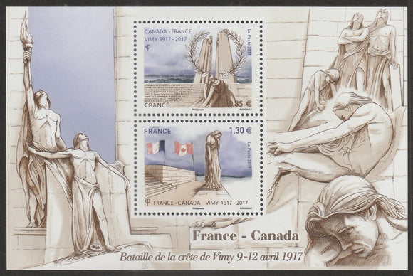 2017 France World War I - The 100th Anniversary of the Battle of Vimy Ridge - Joint Issue with Canada MS #FOR-1618