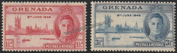 GRENADA 1946 - KING GERORGE VI - VICTORY ISSUE 2V MNH SG: 164 - 165