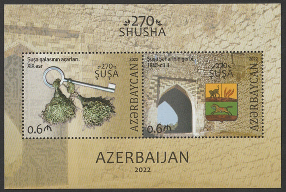 2022 Azerbaijan The keys of Shusha Fortress and the coat of arms of Shusha The 270th Anniversary of Shusha MS #FOR-1647