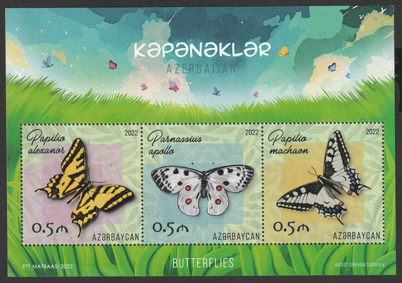 2022 Azerbaijan Insects - Butterflies of Azerbaijan MS #FOR-1654