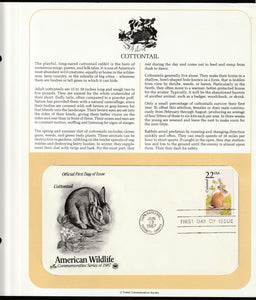 1987 USA American Wildlife - Cottontail FDC #FE171