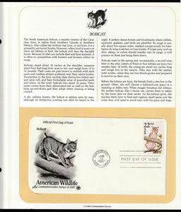 1987 USA American Wildlife - Bobcat  FDC #FE174