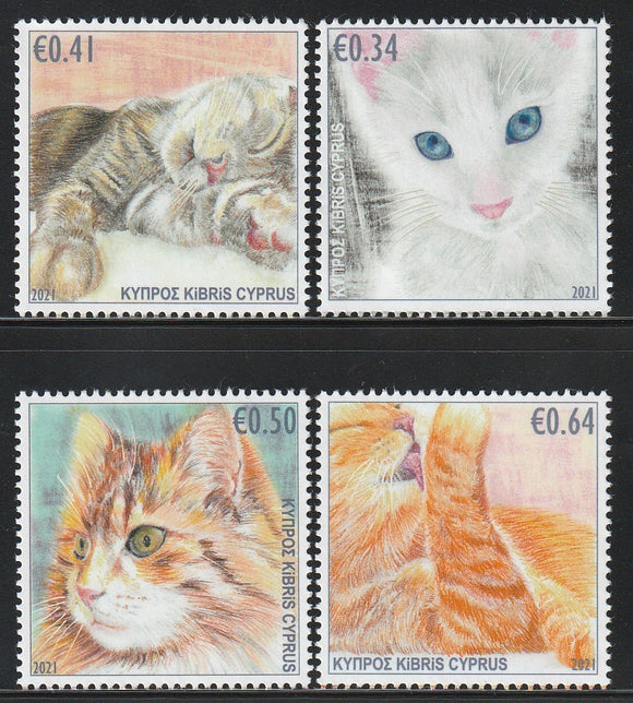 2021 Cyprus Set of 4 Cat MNH #FOR-176