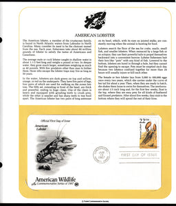 1987 USA American Wildlife - American Lobster FDC #FE180