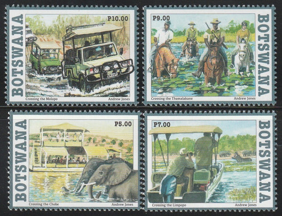 2017 Botswana Crossing Rivers Set of 4- Elephant, Hippopotamus, Horse #FOR-1845