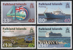 2022 Falkland Island The 40th Anniversary of Liberation - Looking Forward at Forty Set of 4 MNH Tourism, Agriculture, Fishing #FOR-185