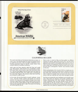 1987 USA American Wildlife - California Sea Lion FDC #FE186