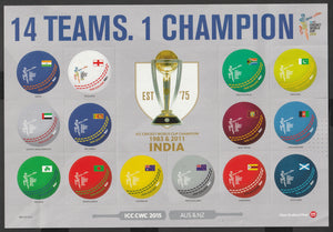 2015 New Zealand ICC Cricket World Cup Self Adhesive Stamps #FOR-1879