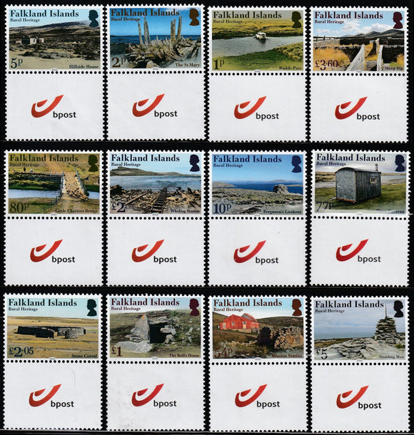 2022 Falkland Island Definitives - Rural Heritage Set of 12 MNH Landscape, Beaches & Buildings #FOR-187