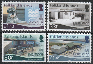 2022 Falkland Islands The 25th Anniversary of the Lighthouse Seafarer's Mission Set of 4 - Dog #FOR-1919