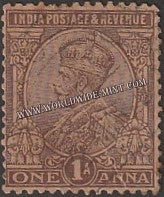 1922 - 1926 BRITISH INDIA - 1a Chocolate - King George V Star W/M Used Stamp S.G:197