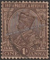 1926 - 1933 BRITISH INDIA - 1a Chocolate - King George V Multi Star W/M Used Stamp S.G:203