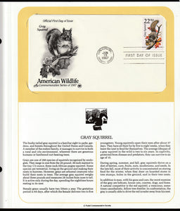 1987 USA American Wildlife - Gray Squirrel FDC #FE207