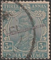1926 - 1933 BRITISH INDIA - 3a Ultramarine - King George V Multi Star W/M Used Stamp S.G:208