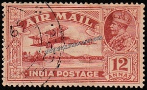 1929 BRITISH INDIA - 12a Rose Red - King George V, Air Mail Series Multi Star W/M Used Stamp S.G:225