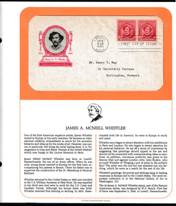 1940 USA Famous American Artist - James A. M. Whistler (American painter) FDC #FE228